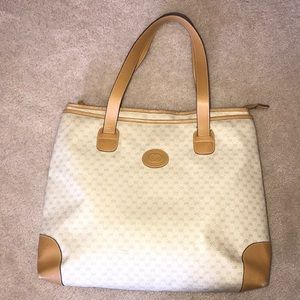 EUC Rare Vin Auth Gucci zipper texture canvas tote